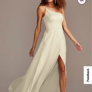 David’s Bridal Champagne One Shoulder Bridesmaid Dress Size 6